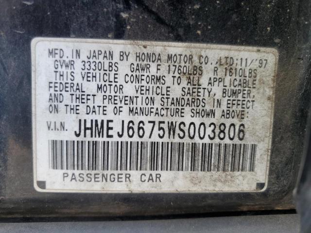 Aukcja sprzedaży 1998 Honda Civic Lx, vin: JHMEJ6675WS003806, numer aukcji: 45290704