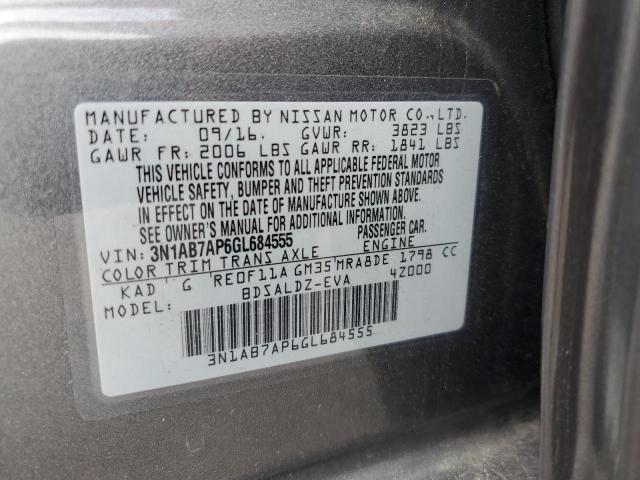 Aukcja sprzedaży 2016 Nissan Sentra S, vin: 3N1AB7AP6GL684555, numer aukcji: 45334434