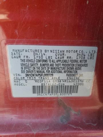 Aukcja sprzedaży 2015 Nissan Versa S, vin: 3N1CN7AP5FL800729, numer aukcji: 45410454