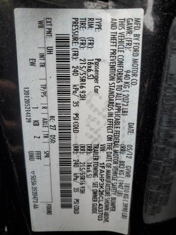 45201684 :رقم المزاد ، 1FAHP3K26CL433703 vin ، 2012 Ford Focus Se مزاد بيع