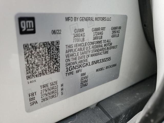 Aukcja sprzedaży 2022 Chevrolet Suburban K1500 High Country, vin: 1GNSKGKL8NR330255, numer aukcji: 45466934