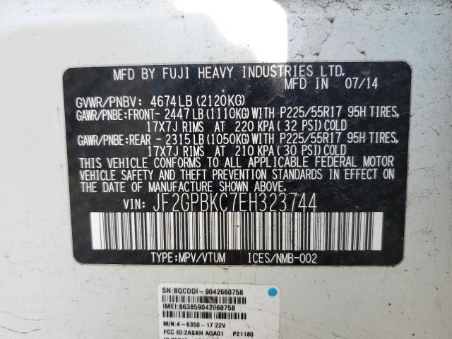 Aukcja sprzedaży 2014 Subaru Xv Crosstrek 2.0i Hybrid Touring, vin: JF2GPBKC7EH323744, numer aukcji: 45224274