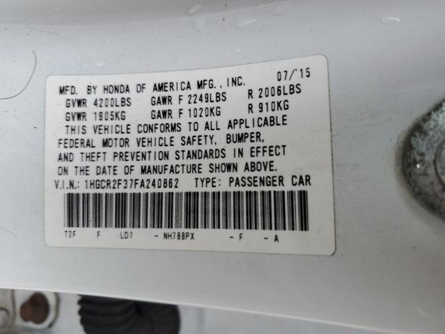 Aukcja sprzedaży 2015 Honda Accord Lx, vin: 1HGCR2F37FA240862, numer aukcji: 45494694