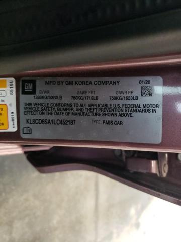 2020 Chevrolet Spark 1lt მანქანა იყიდება აუქციონზე, vin: KL8CD6SA1LC452187, აუქციონის ნომერი: 49050284