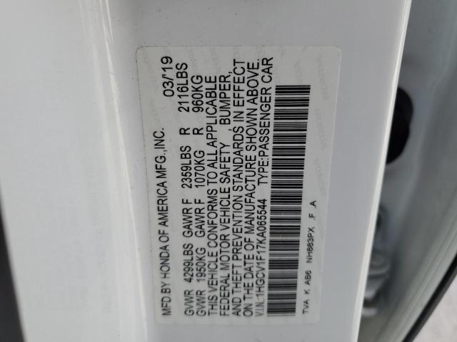 2019 Honda Accord Lx მანქანა იყიდება აუქციონზე, vin: 1HGCV1F17KA065544, აუქციონის ნომერი: 48806794