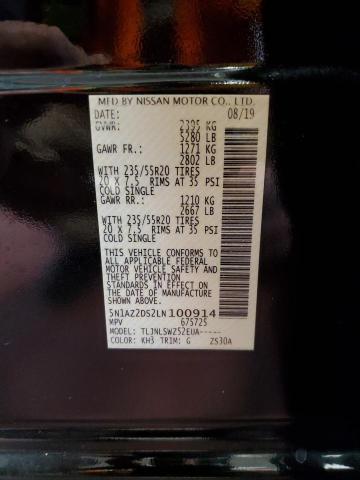 45715284 :رقم المزاد ، 5N1AZ2DS2LN100914 vin ، 2020 Nissan Murano Platinum مزاد بيع