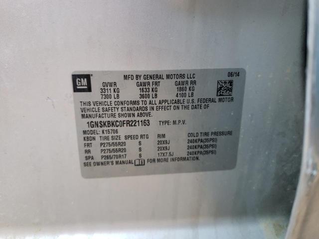 46547924 :رقم المزاد ، 1GNSKBKC0FR221163 vin ، 2015 Chevrolet Tahoe K1500 Lt مزاد بيع