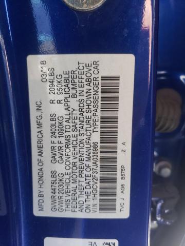 Продажа на аукционе авто 2018 Honda Accord Sport, vin: 1HGCV2F37JA036986, номер лота: 46790964