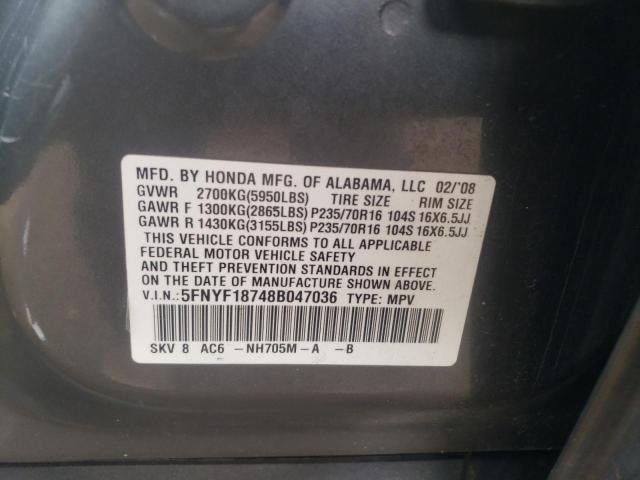 Продаж на аукціоні авто 2008 Honda Pilot Exl, vin: 5FNYF18748B047036, номер лоту: 46805074