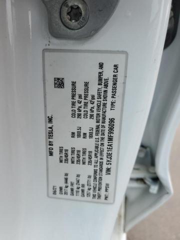2021 Tesla Model 3 მანქანა იყიდება აუქციონზე, vin: 5YJ3E1EA1MF996096, აუქციონის ნომერი: 47953844