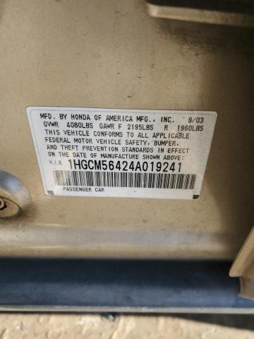 Aukcja sprzedaży 2004 Honda Accord Lx, vin: 1HGCM56424A019241, numer aukcji: 43791534