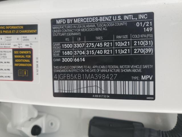 Aukcja sprzedaży 2021 Mercedes-benz Gle 450 4matic, vin: 4JGFB5KB1MA398427, numer aukcji: 45158314