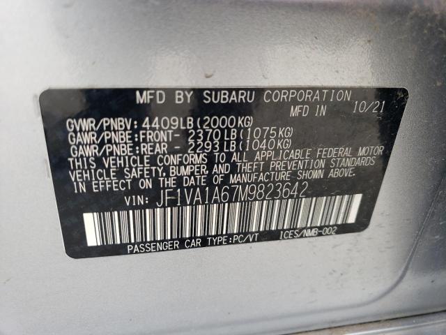 Продаж на аукціоні авто 2021 Subaru Wrx, vin: JF1VA1A67M9823642, номер лоту: 45313714