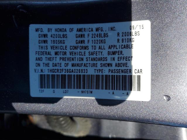 2016 Honda Accord Lx მანქანა იყიდება აუქციონზე, vin: 1HGCR2F36GA026933, აუქციონის ნომერი: 45157924