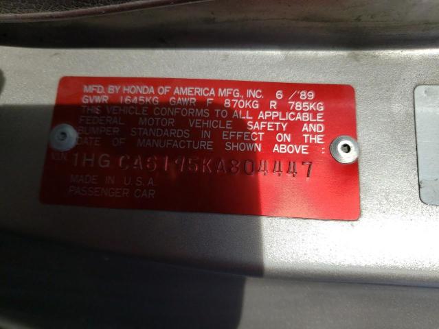 Aukcja sprzedaży 1989 Honda Accord Exi, vin: 1HGCA6195KA804447, numer aukcji: 45403924