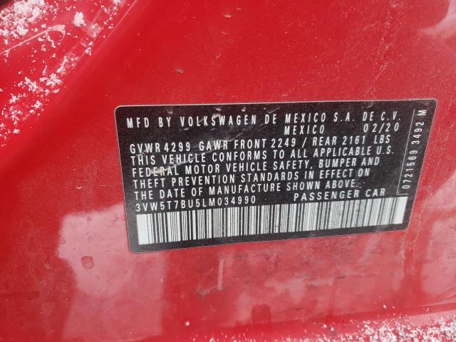 Aukcja sprzedaży 2020 Volkswagen Jetta Gli, vin: 3VW5T7BU5LM034990, numer aukcji: 45457824