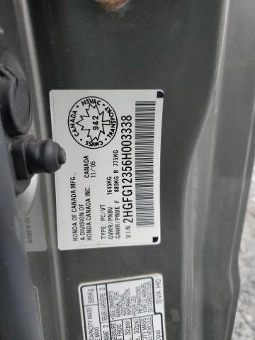 2006 Honda Civic მანქანა იყიდება აუქციონზე, vin: 2HGFG12356H003338, აუქციონის ნომერი: 45829844
