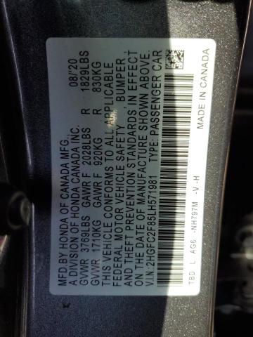 Aukcja sprzedaży 2020 Honda Civic Sport, vin: 2HGFC2F85LH571981, numer aukcji: 45513084