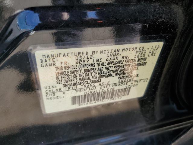 45162554 :رقم المزاد ، 3N1AB6AP9CL738693 vin ، 2012 Nissan Sentra 2.0 مزاد بيع