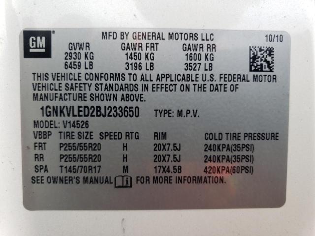 Aukcja sprzedaży 2011 Chevrolet Traverse Ltz, vin: 1GNKVLED2BJ233650, numer aukcji: 45310744