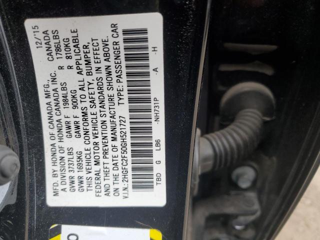 2016 Honda Civic Lx მანქანა იყიდება აუქციონზე, vin: 2HGFC2F50GH521727, აუქციონის ნომერი: 46460164