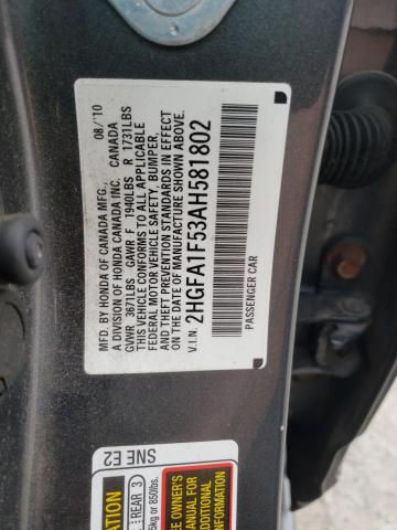 Aukcja sprzedaży 2010 Honda Civic Lx, vin: 2HGFA1F53AH581802, numer aukcji: 45562444