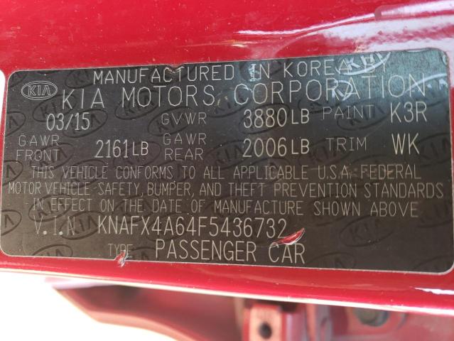 Aukcja sprzedaży 2015 Kia Forte Lx, vin: KNAFX4A64F5436732, numer aukcji: 45078844