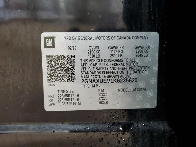 Aukcja sprzedaży 2019 Chevrolet Equinox Lt, vin: 2GNAXUEV1K6235620, numer aukcji: 46490454