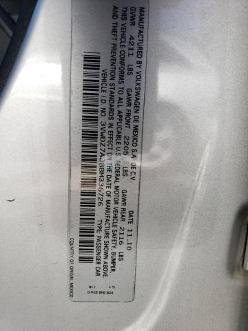 43845804 :رقم المزاد ، 3VWDZ7AJ8BM336726 vin ، 2011 Volkswagen Jetta Se مزاد بيع