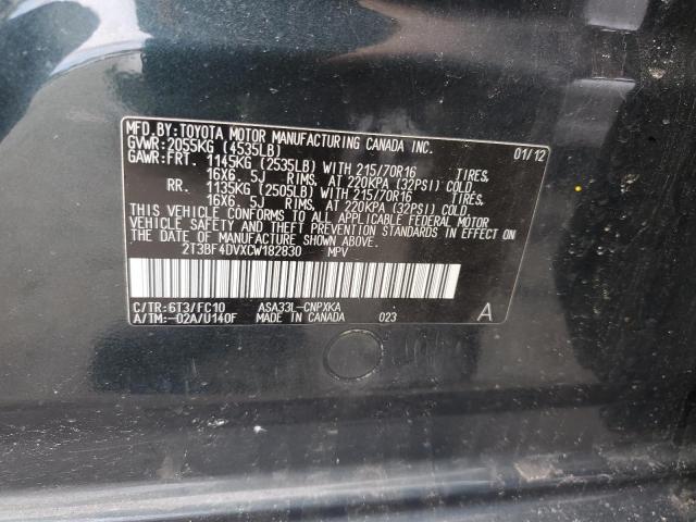 Aukcja sprzedaży 2012 Toyota Rav4, vin: 2T3BF4DVXCW182830, numer aukcji: 45577284