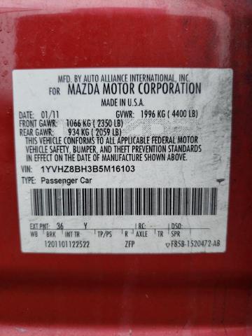 Aukcja sprzedaży 2011 Mazda 6 I, vin: 1YVHZ8BH3B5M16103, numer aukcji: 45362844