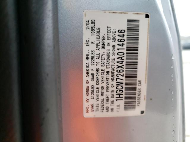 Продаж на аукціоні авто 2004 Honda Accord Ex, vin: 1HGCM726X4A014646, номер лоту: 45360854