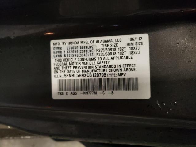 Aukcja sprzedaży 2012 Honda Odyssey Touring, vin: 5FNRL5H9XCB120795, numer aukcji: 48059804