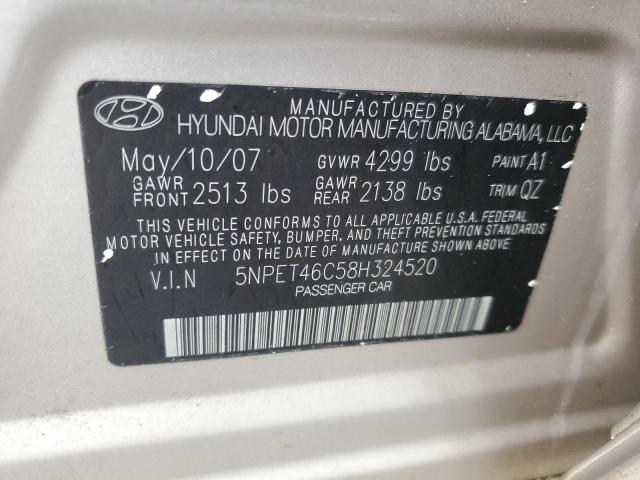 Aukcja sprzedaży 2008 Hyundai Sonata Gls, vin: 5NPET46C58H324520, numer aukcji: 45449944