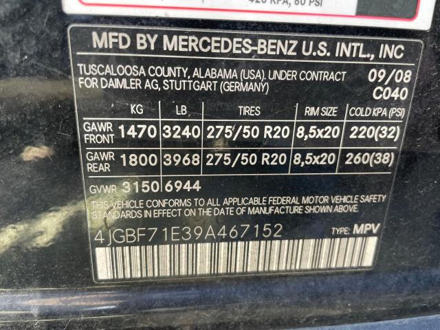 Aukcja sprzedaży 2009 Mercedes-benz Gl 450 4matic, vin: 4JGBF71E39A467152, numer aukcji: 46704834