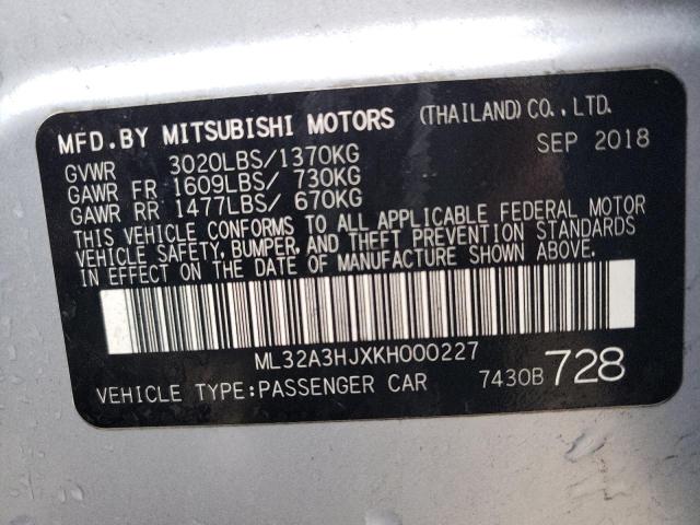Aukcja sprzedaży 2019 Mitsubishi Mirage Es, vin: ML32A3HJXKH000227, numer aukcji: 45428034