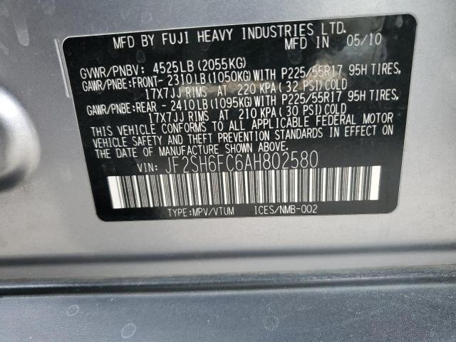 2010 Subaru Forester 2.5xt Limited მანქანა იყიდება აუქციონზე, vin: JF2SH6FC6AH802580, აუქციონის ნომერი: 46216664