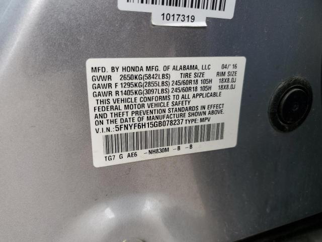 Aukcja sprzedaży 2016 Honda Pilot Lx, vin: 5FNYF6H15GB078237, numer aukcji: 46310014