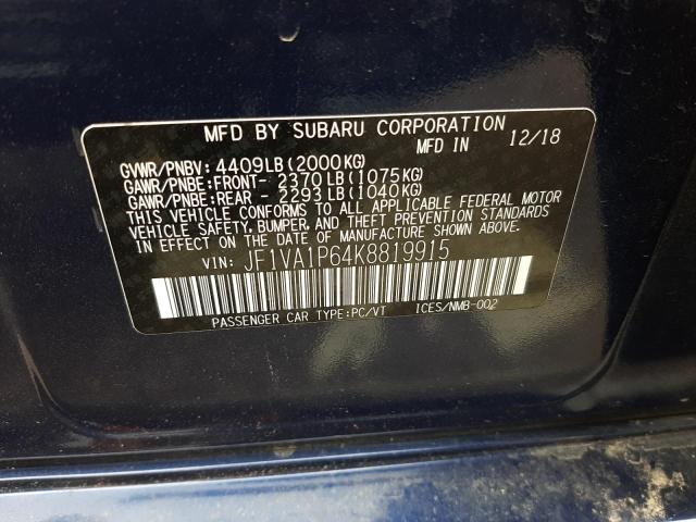 Продажа на аукционе авто 2019 Subaru Wrx Limited, vin: JF1VA1P64K8819915, номер лота: 47957034