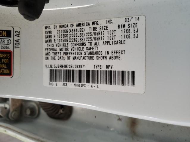 46180974 :رقم المزاد ، 5J6RM4H73EL063971 vin ، 2014 Honda Cr-v Exl مزاد بيع
