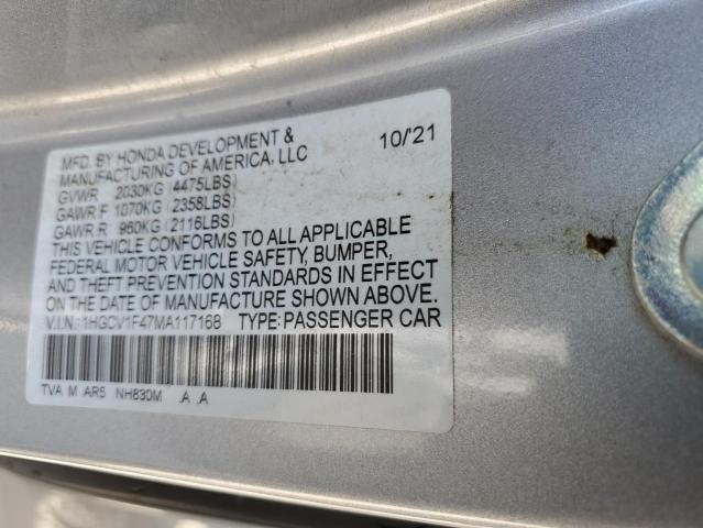 Aukcja sprzedaży 2021 Honda Accord Sport Se, vin: 1HGCV1F47MA117168, numer aukcji: 45122724