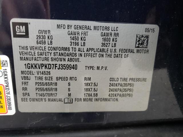 2015 Gmc Acadia Sle მანქანა იყიდება აუქციონზე, vin: 1GKKVPKD7FJ359940, აუქციონის ნომერი: 45491744