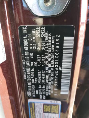 2020 Kia Sorento L მანქანა იყიდება აუქციონზე, vin: 5XYPGDA30LG649192, აუქციონის ნომერი: 45312344