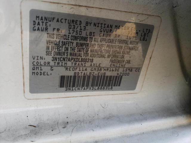 Aukcja sprzedaży 2013 Nissan Versa S, vin: 3N1CN7APXDL888318, numer aukcji: 45408284