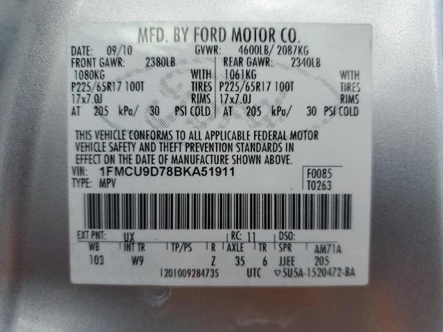 Aukcja sprzedaży 2011 Ford Escape Xlt, vin: 1FMCU9D78BKA51911, numer aukcji: 45200734