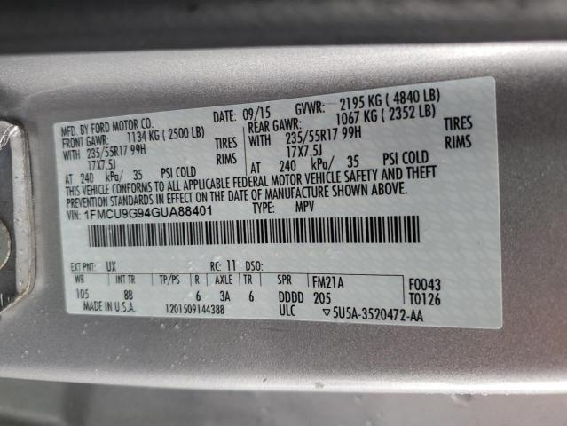 Aukcja sprzedaży 2016 Ford Escape Se, vin: 1FMCU9G94GUA88401, numer aukcji: 45235354