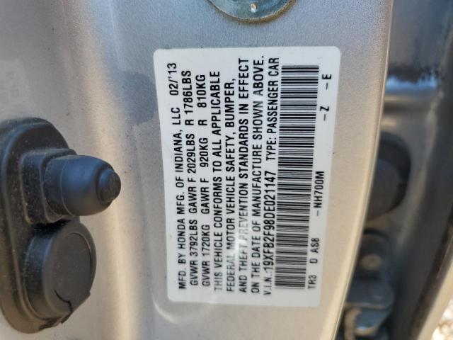 47062454 :رقم المزاد ، 19XFB2F98DE021147 vin ، 2013 Honda Civic Exl مزاد بيع