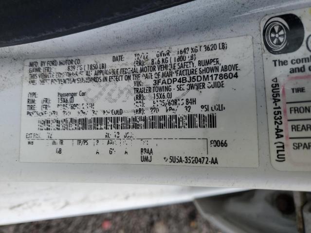 46381884 :رقم المزاد ، 3FADP4BJ5DM178604 vin ، 2013 Ford Fiesta Se مزاد بيع