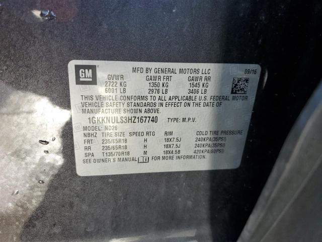 Aukcja sprzedaży 2017 Gmc Acadia Slt-1, vin: 1GKKNULS3HZ167740, numer aukcji: 45421884