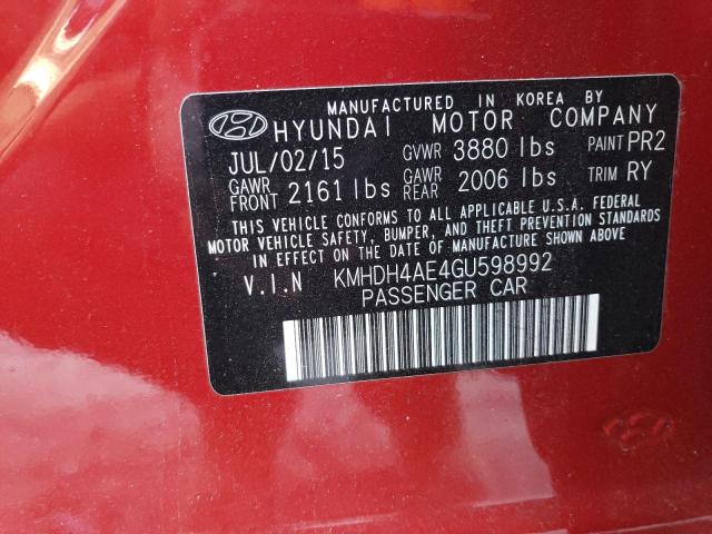 Aukcja sprzedaży 2016 Hyundai Elantra Se, vin: KMHDH4AE4GU598992, numer aukcji: 46922024